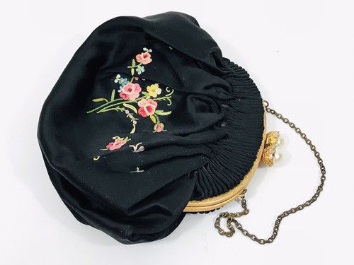 Antiguo Monedero Años 30 Bordado Costura Prohibida Rosas Sobre Seda Hecho en Francia - Imagen 8 de 12