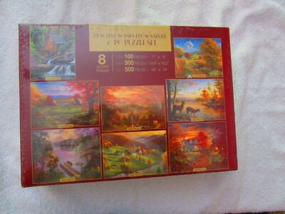 Peaceful Scenes from Nature 8 Puzzle Set (100, 300 & 500 Pieces)