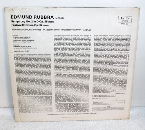 Rubbra Symphony No. 2 and Festival Overture ~ 1978 Lyrita SRCS-96 Shrink LP VG+ - Picture 8 of 9