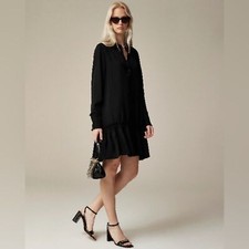 J. Crew Women’s Amelia Popover Shirtdress in drapey viscose twill Size XS Black 
