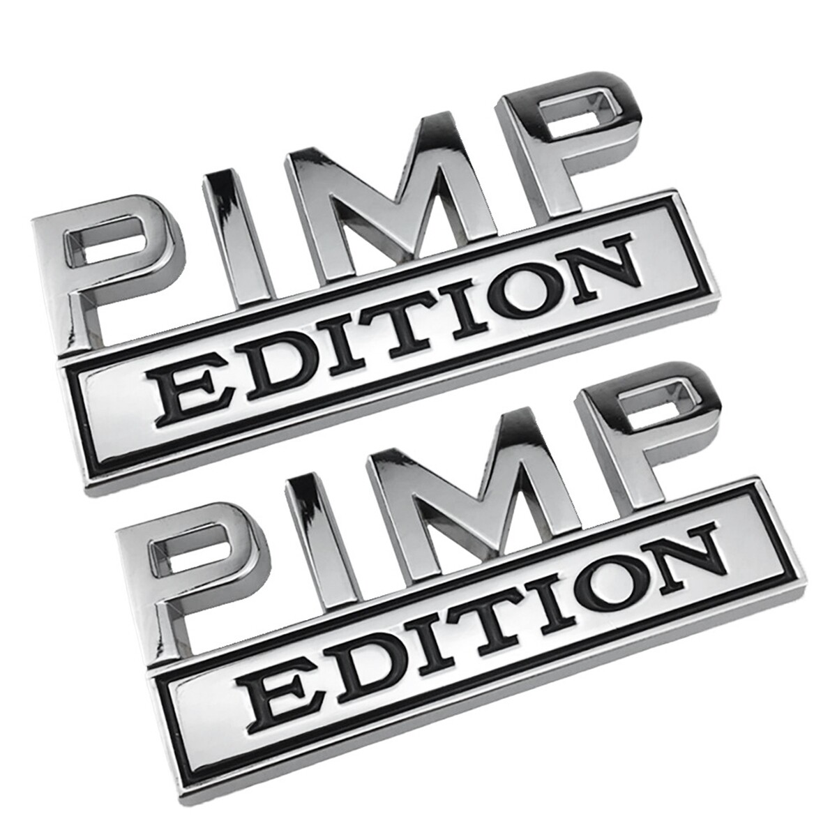 2PCS PIMP EDITION Car Chrome Emblem Badge Decal 3D Badges Stickers Car