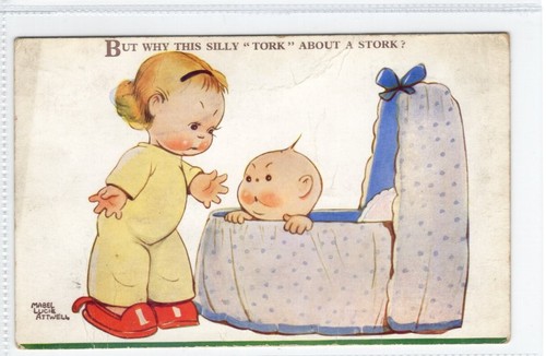 (Gd1823) Mabel Lucie Attwell, Valentines 3102, Child and Baby In A Cradle, 1937 - Picture 3 of 4