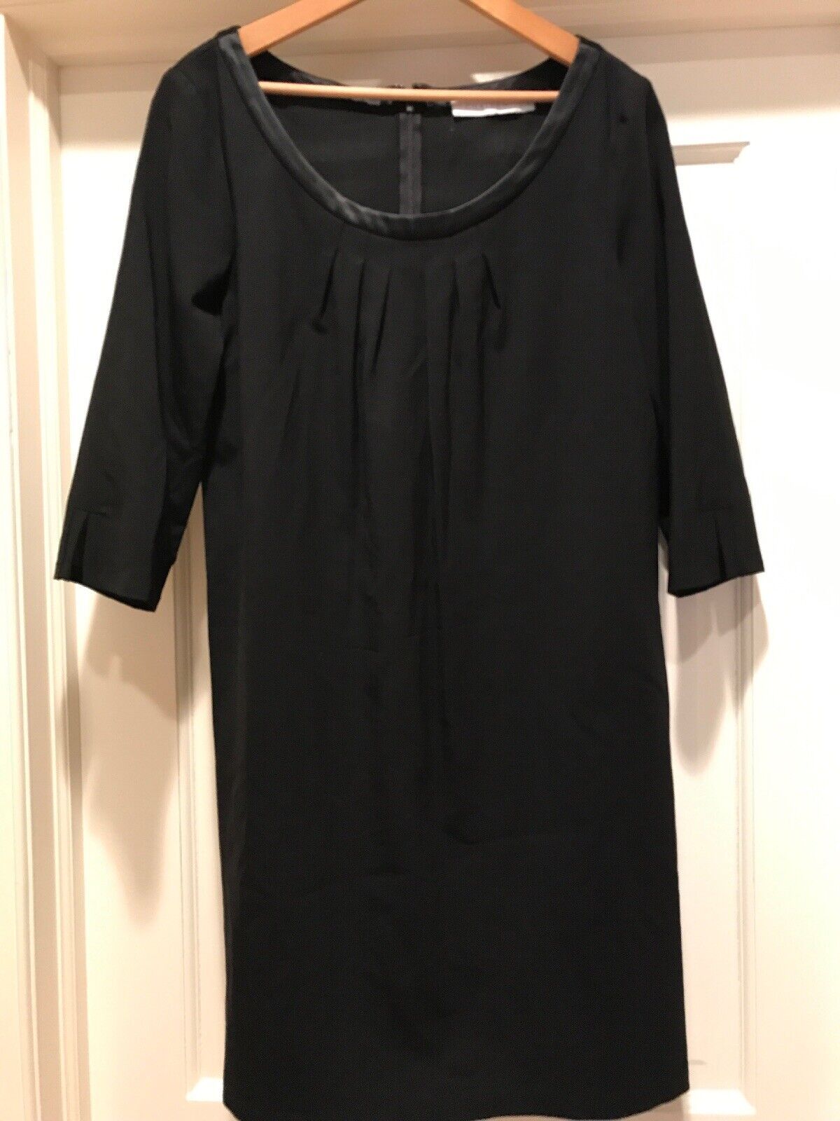 Designer Chaiken Dress Black Gathered Neck 3/4 Sl… - image 1