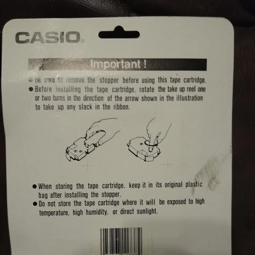 Genuine Casio EZ Label Printer Cartridge WHITE TAPE black ink 9 mm FACTORY SEALE - Image 2 of 2