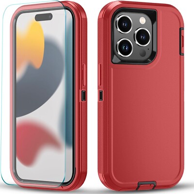 For iPhone 12/12 Pro Max Case Phone Cover Shockproof Heavy Duty + Tempered Glass