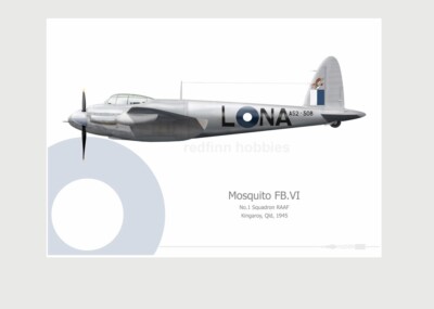 Warhead Illustrated Mosquito FB.VI 1 Sqn RAAF NA-L Aircraft Print