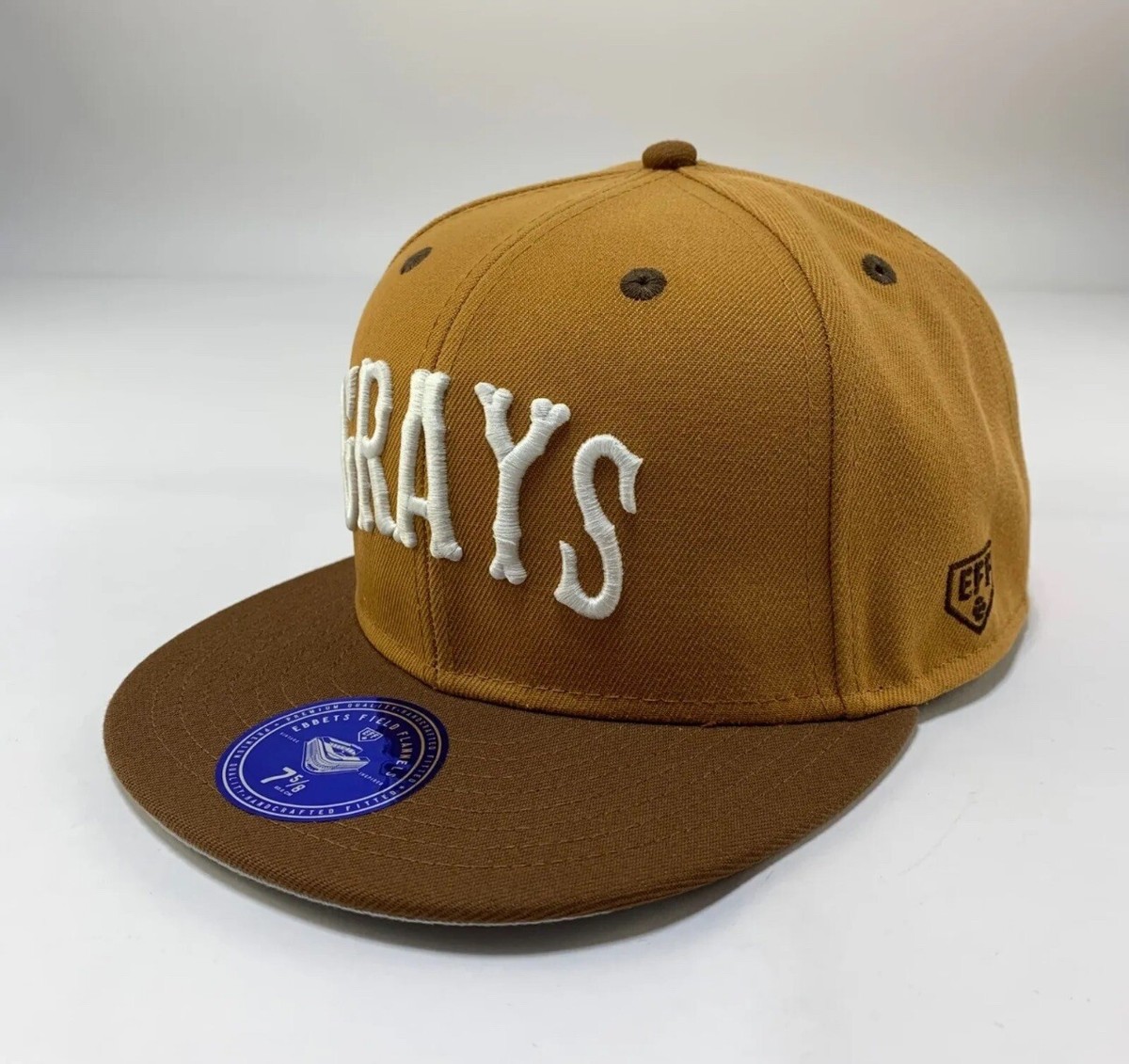 Homestead Grays Ebbets Field Flannels Beige Brown Fitted Hat Mens