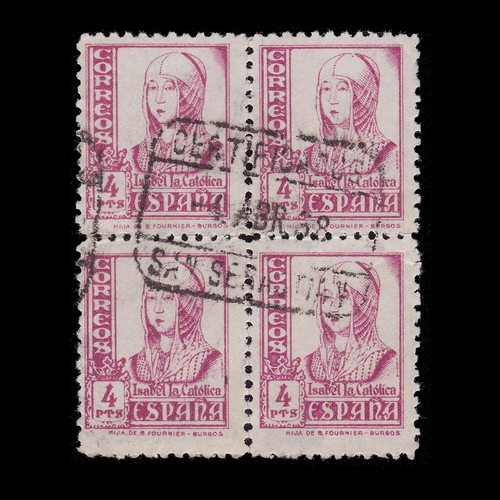 Estado Español 1937-1940.CIFRAS CID E ISABEL.4p. Blq 4 Edifil 829