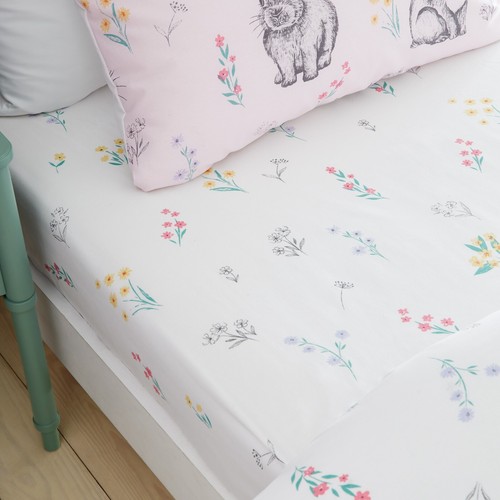 Catherine Lansfield Bunny Tails Ditsy Flower Kids Duvet Cover Bedroom Range Pink - Picture 42 of 59