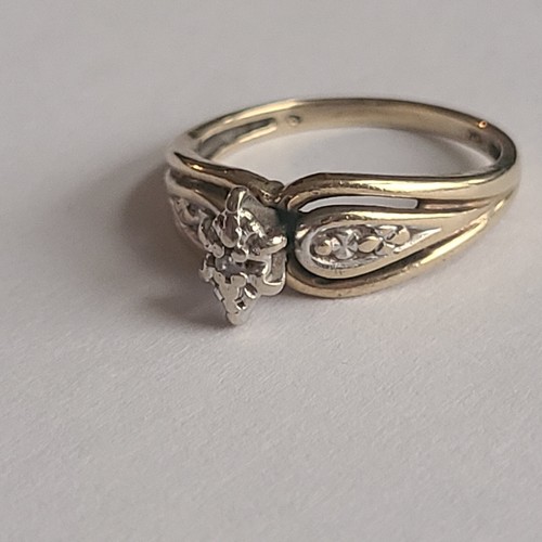 VINTAGE 10K GOLD NATURAL DIAMONDS SZ 7 RING STAMPED TESTED 10K 2.8 GRAMS - Picture 5 of 5