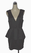 NASTY GAL NEW SZ M MEDIUM BLACK V NECK SLEEVELESS CUT OUTS KNEE LENGTH DRESS