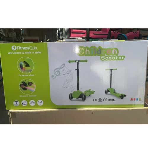 Orange Kick Scooter for kids LED Lights Adjustable Handlebar Fun For 3-12 Kids