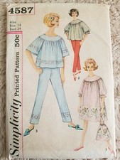 Sac à linge pyjama chemise de nuit années 50 motif simplicité 4587 taille 14 manque