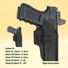 Duty Gear Tactical Holster Fits Glock 19 19X 19C 19M 23 32 Gen 3 4 5 9mm 40 S&W