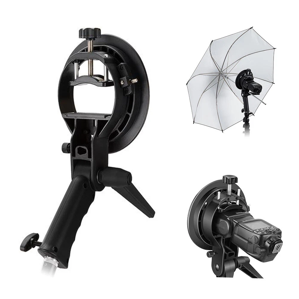 Staffa Doppia Flash Con Supporto Per Ombrello - Metallo, Attacco 1/4 E 3/8, Regolabile 180° Per Studio Fotografico