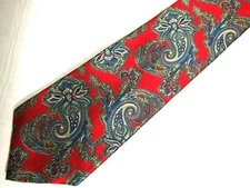 Geoffrey Beene Mens Necktie Tie Red Green Blue Paisley 58"