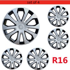 16 Hub Shell Cart Decorate Hub 4pcs Wheel Rims Cover 16 Black Silver Hubcaps
