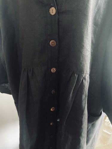 Designer Mokea Dress Black Linen Size M New Tiered Loose Fit Country Road Style - Picture 3 of 7