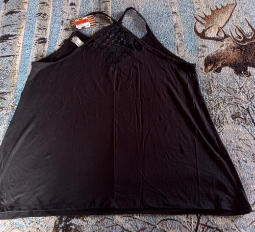 Liberty Wear Women's 2XL Embellished Cowgirl Rodeo Black Tank Top Shirt 7504 - Picture 3 of 5