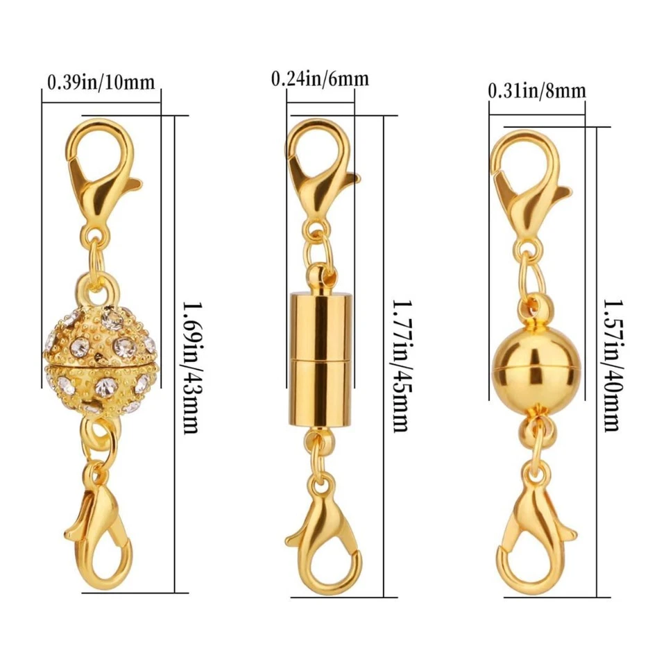 Double Lobster Magnetic Clasp Claw Connector Magnet Extender Chain Silver Gold - image 3 of 4