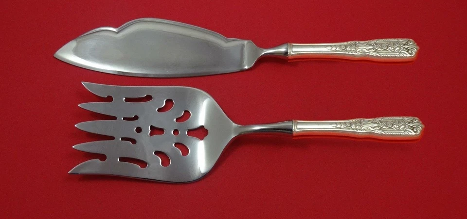 Milburn Rose de Westmorland Juego de servir pescado de plata esterlina 2 piezas hecho a medida Foto 2 de 4