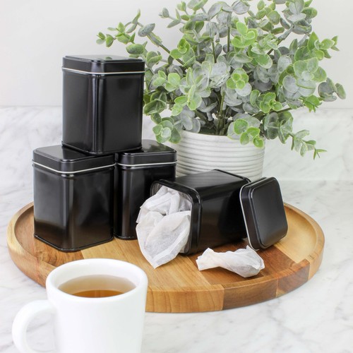 Square Metal Tins 6pk for Gift Boxes, Storage, Tea, 3in Tall Holds 1 Cup - Picture 7 of 30