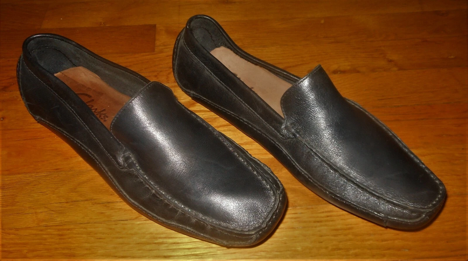 Clarks 87702 Mocassini Guida Uomo 10 M Pelle Nero Ottime Condizioni