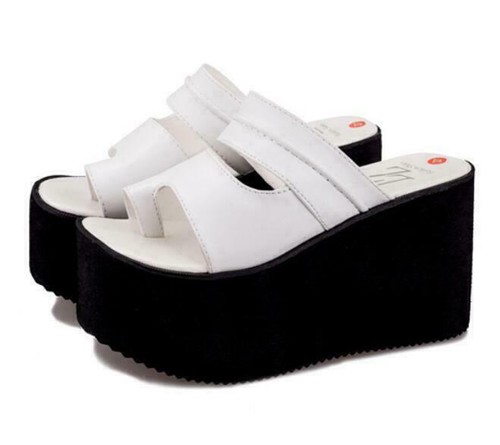 Womens Open toe PU Leather Wedge Heel Platform Casual Slippers Shoes Sandals New - Picture 9 of 14