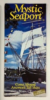 1980s Mystic Seaport CT Ships Shipyard Connecticut Vintage Travel Brochure CT
