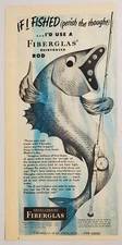 1951 Print Ad Owens-Corning Fiberglas Reinforced Fishing Rods Talking Fish