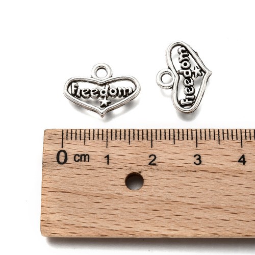 50 Freedom Heart Charms Word Charm Antique Silver Metal 17x12mm US Seller 1484 - Picture 5 of 5