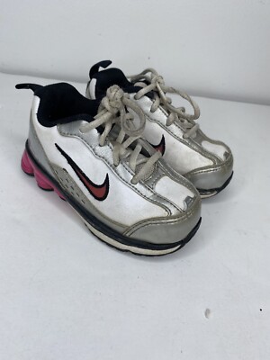 Toddler Little Girls Nike Shox Athletic Shoes Sneakers Sz 6C White Pink Gray
