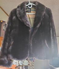 The Vogue Of San Antonio Black Classic Short Faux Fur Coat Medium Vintage 1980s
