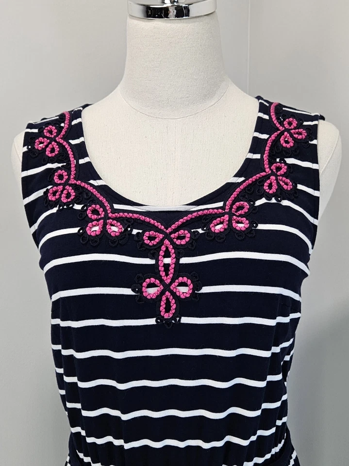 Maxi Vestido Talbots Mujer Xpequeño Borlado Borla Cinturón Jersey Rayas Foto 2 de 4