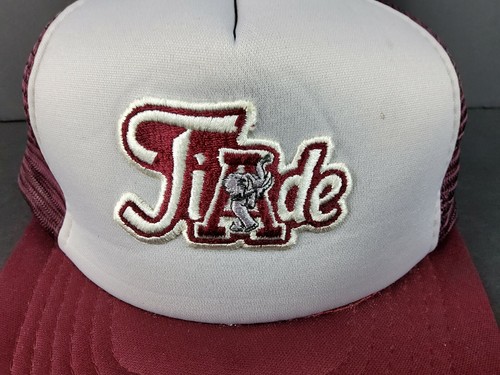 Vintage Alabama Crimson Tide Snapback Trucker Hat 80s Maroon Designer Cap RARE - Picture 2 of 11