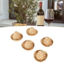 5Pcs Mini Sombrero Straw Hats 3.7in Diameter Retro Simple Style Multi Purpose