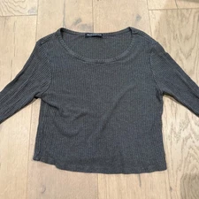 Brandy Melville Women's Relaxed Long-Sleeve Top | Gray | One-Size