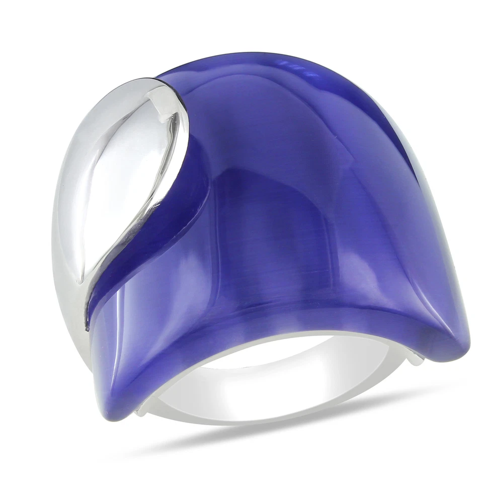 Anillo de plata esterlina Amour 35 CT TGW azul simulado ojo de gato