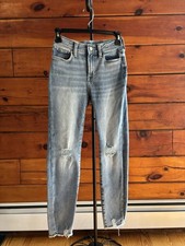 Old Navy Girls High Rise Distressed Stretch Jeans Medium Wash Denim SZ 12