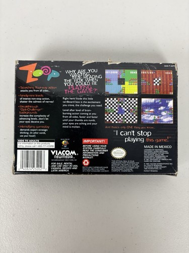 Zoop Super Nintendo SNES Authentic Cartridge w/box & Manual - Picture 3 of 17