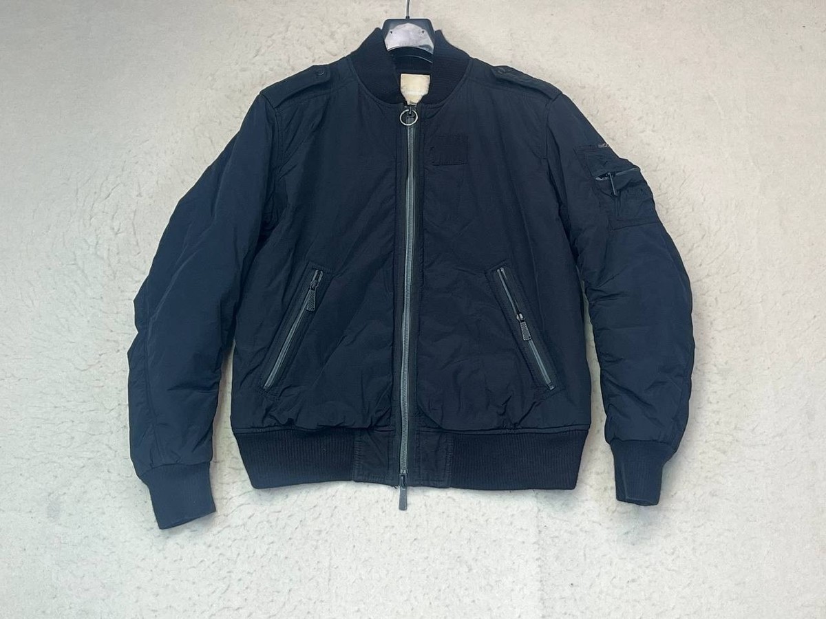 Diesel Jacket Mens XL Black Zip Up Nylon Windbreaker Bomber