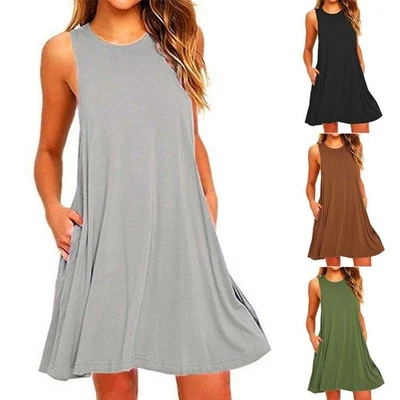 Neu Mode Minikleid Frauen Lose Mode Strand Beiläufige Shirtkleid Sommer - Bild 1 von 4