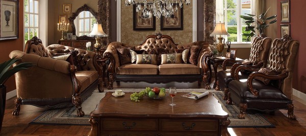 Sofa 3 Sitzer Sitz Couch Polster Garnitur Stoff Sofas Couchen Holz Chesterfield-image