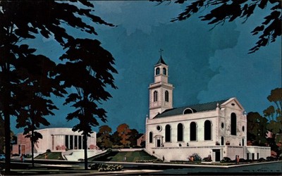 Winston Churchill Memorial Fulton Missouri artist rendering vtg postcard e554
