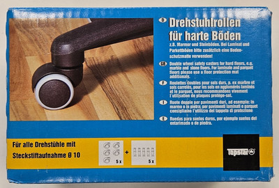 Hartbodenrollen Ø 5cm Rollen gebremst Ø Stifte 10mm von Topstar Typ 6991