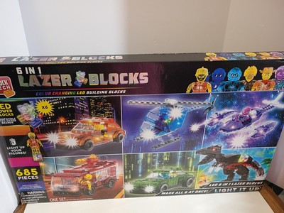 Block Tech 6 in 1 Lazer Blocks 685? pcs. LED Power Building Blocks Lights Up! 