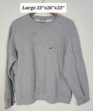 Vintage 90s Gray Embroidered Swoosh Distressed Large Sweatshirt Made in USA