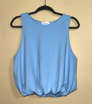   Sleeveless Blouse Sky Blue Size Large Women Top