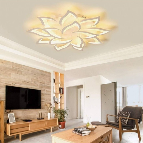 Lampadario LED Moderno a Fiore Plafoniera Dimmerabile con Telecomando e APP - Foto 2 di 6