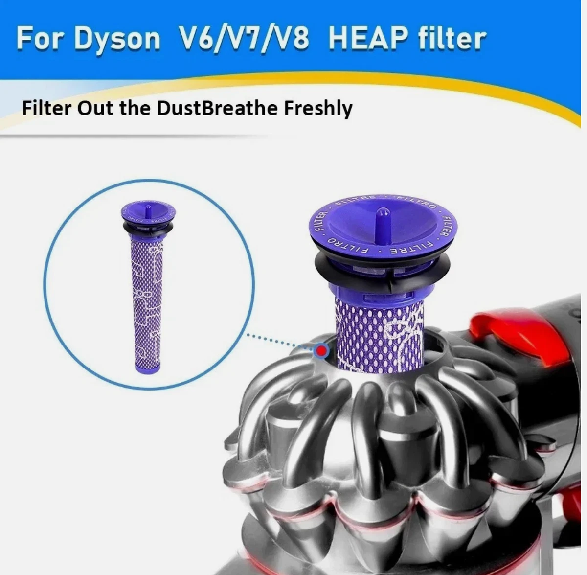 4 Pack Pre Filters For Dyson V6 V7 V8 Animal Absolute Cordless Vacuum Cleaner AU